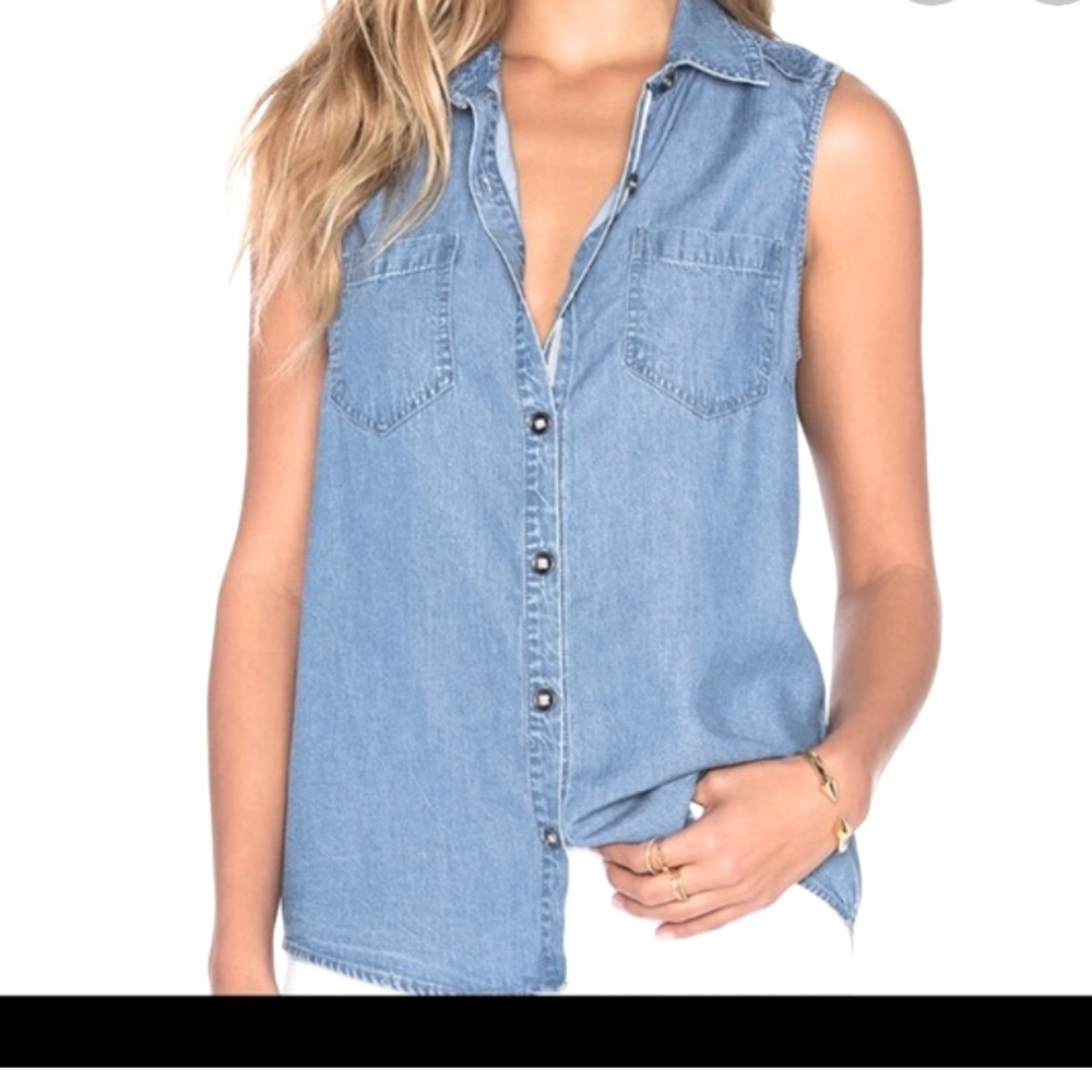 Splendid tencil denim sleeveless button down